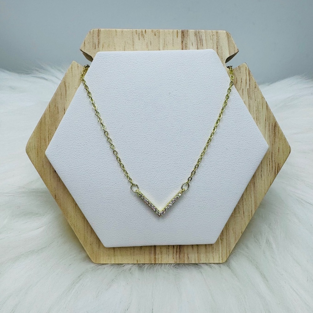 V Necklace With Rhinestone Necklace - Picture 2 of 4